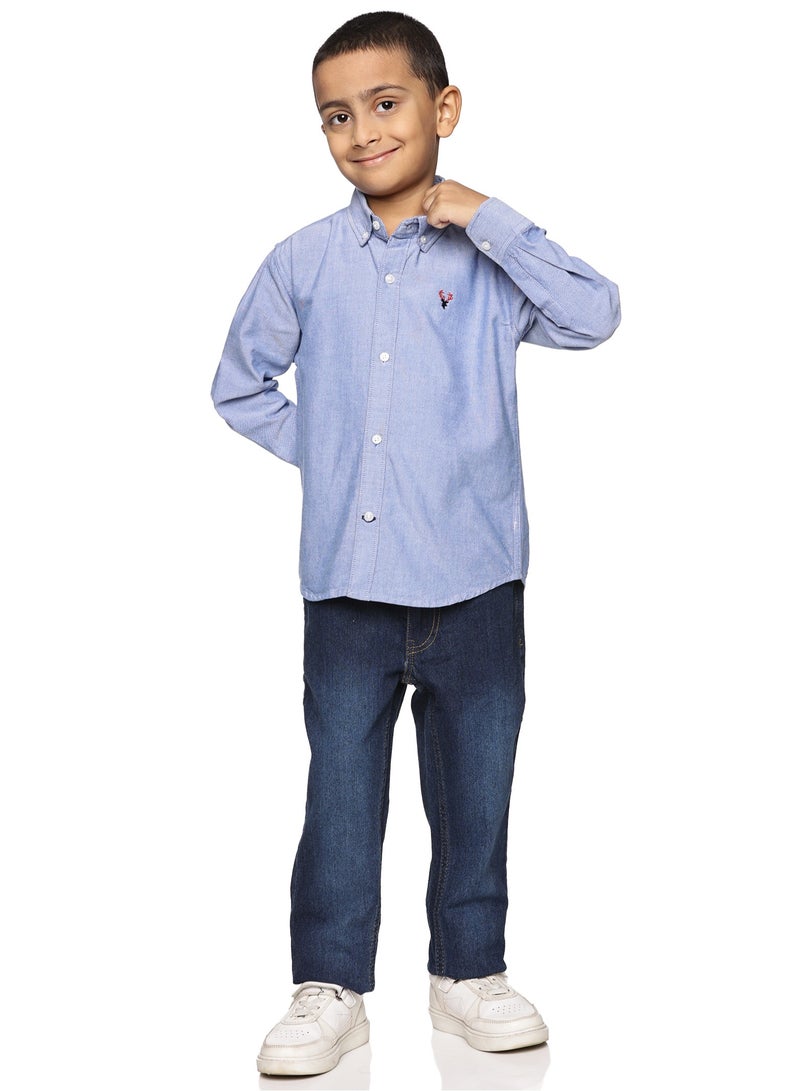 U.S. ELK Boys' Long Sleeve Oxford Dress Shirt | Kids Classic Formal Button Down Shirt | Collared Neck Cotton Shirt  - Image 4