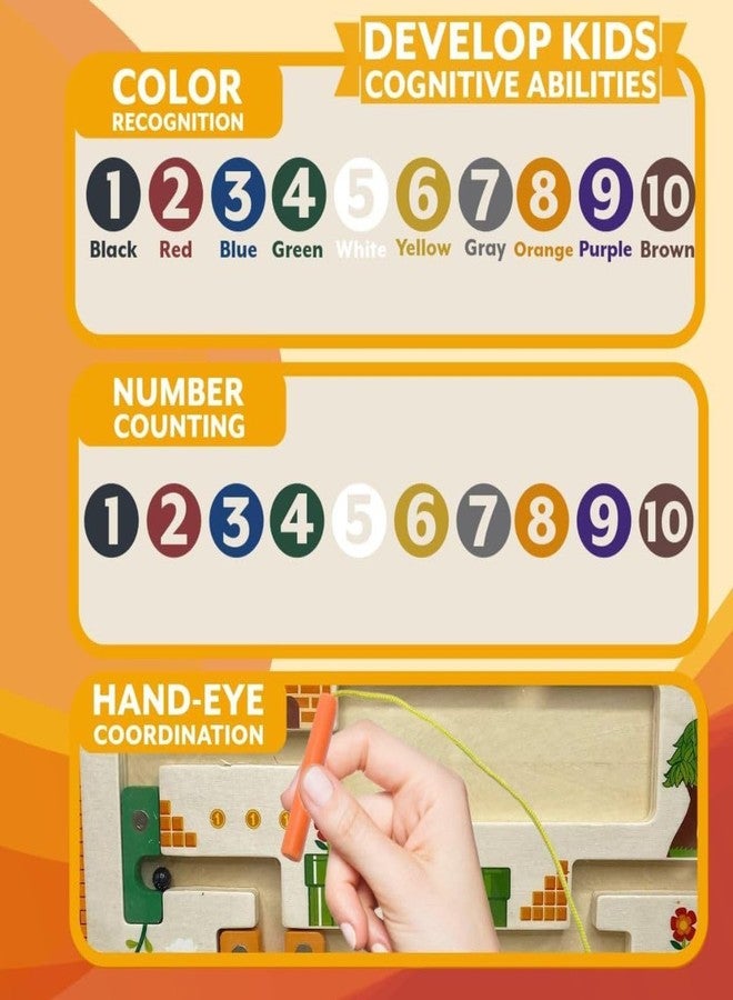 Fealtin Wooden Magnetic Maze Board Super Mario Theme - Montessori Color Matching & Counting Puzzle Game for Kids 3-5 Years | Fine Motor Skills, STEM Learning Educational Toy for Boys & Girls - Image 4