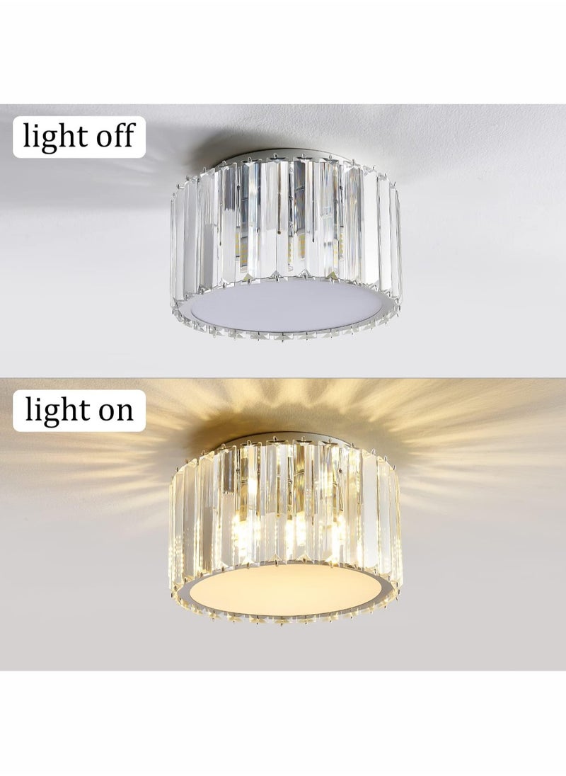 LOOPITYS Modern crystal ceiling light fixture, mini embedded crystal pendant light, height 4.7 inches x width 8.66 inches, suitable for small crystal ceiling light fixtures in corridors, bedrooms, bathrooms (bulb base: G9, bulb not included)  - Image 4