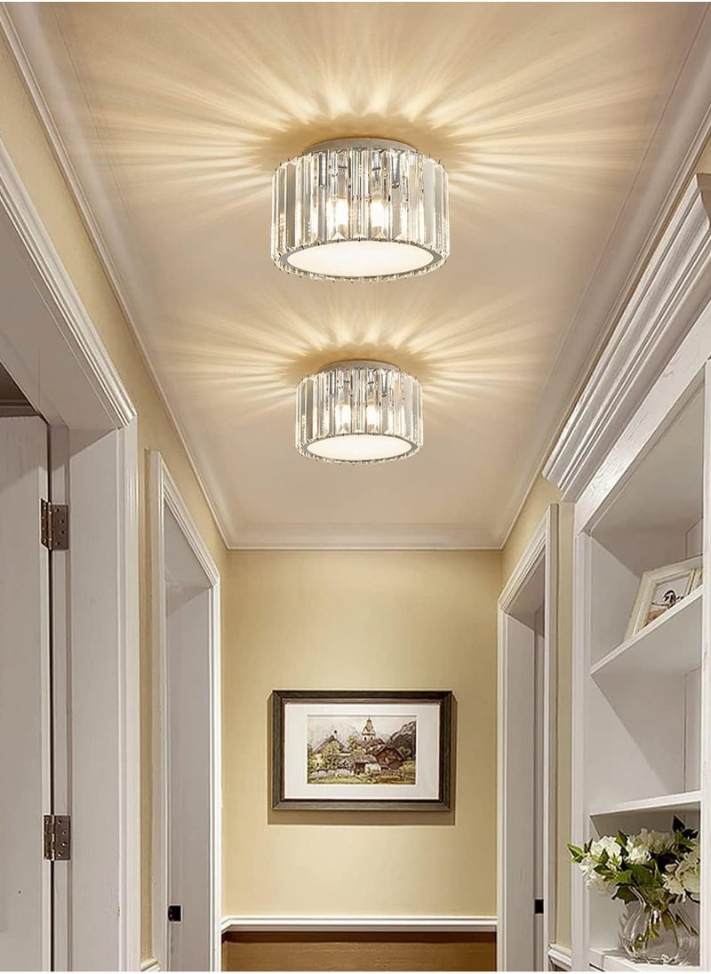 LOOPITYS Modern crystal ceiling light fixture, mini embedded crystal pendant light, height 4.7 inches x width 8.66 inches, suitable for small crystal ceiling light fixtures in corridors, bedrooms, bathrooms (bulb base: G9, bulb not included)  - Image 5