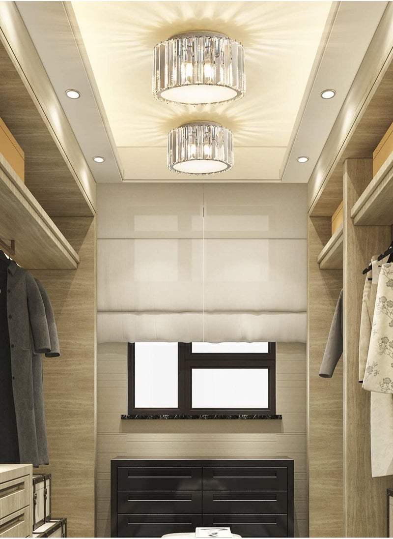 Modern crystal ceiling light fixture, mini embedded crystal pendant light, height 4.7 inches x width 8.66 inches, suitable for small crystal ceiling light fixtures in corridors, bedrooms, bathrooms (bulb base: G9, bulb not included)