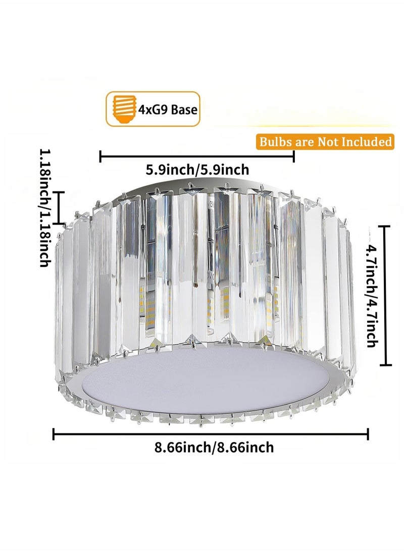 LOOPITYS Modern crystal ceiling light fixture, mini embedded crystal pendant light, height 4.7 inches x width 8.66 inches, suitable for small crystal ceiling light fixtures in corridors, bedrooms, bathrooms (bulb base: G9, bulb not included)  - Image 3