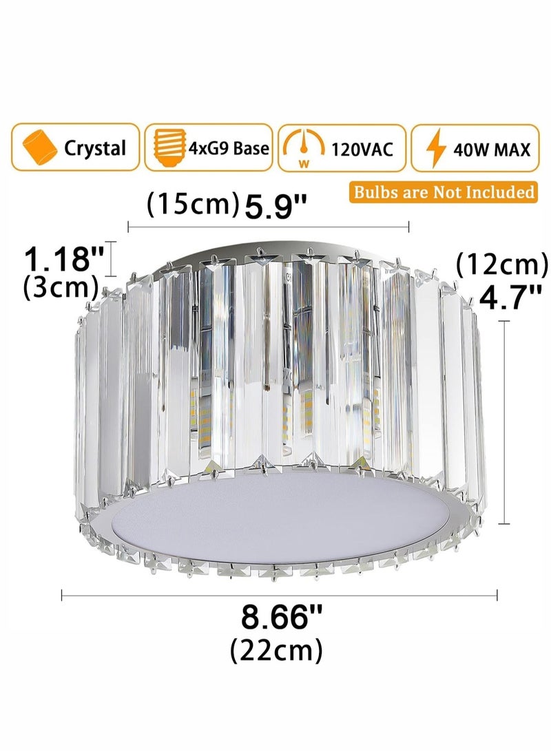 LOOPITYS Modern crystal ceiling light fixture, mini embedded crystal pendant light, height 4.7 inches x width 8.66 inches, suitable for small crystal ceiling light fixtures in corridors, bedrooms, bathrooms (bulb base: G9, bulb not included) - Image 3