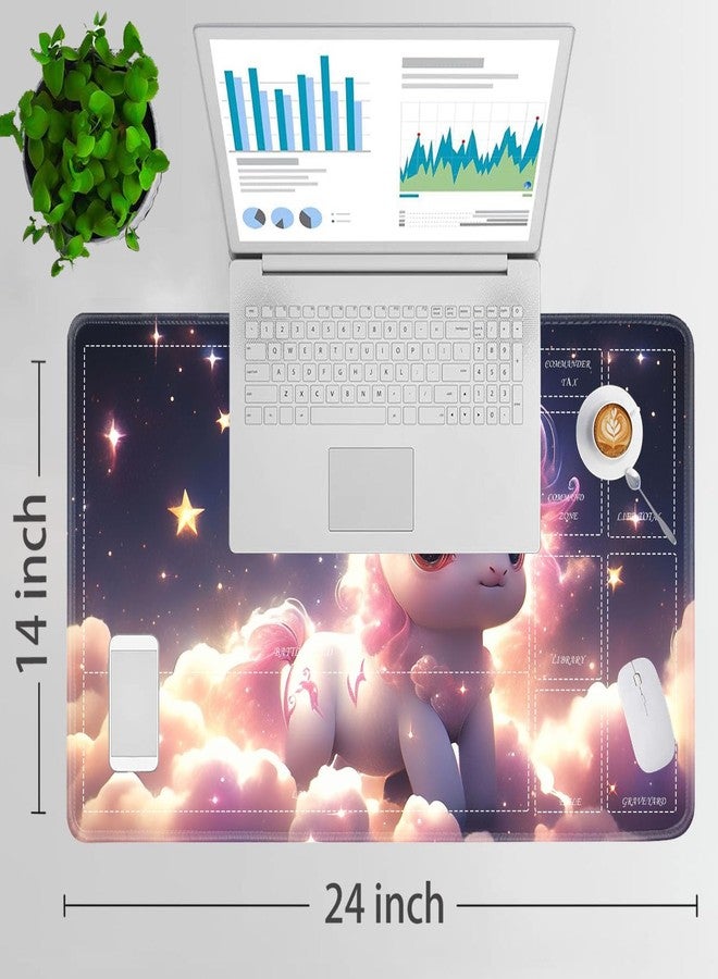 JVGFYNKL for MTG Playmat with Zones, 24 x 14 in Smooth Surface Card Game Playmat, for TCG Playmat with Storage Bag and 6 Dice, Girly Colt in Clouds for MTG Mat Mouse Pad - Image 2