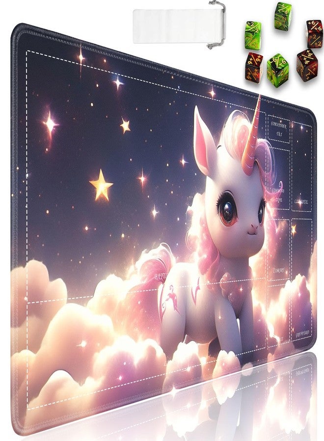 JVGFYNKL for MTG Playmat with Zones, 24 x 14 in Smooth Surface Card Game Playmat, for TCG Playmat with Storage Bag and 6 Dice, Girly Colt in Clouds for MTG Mat Mouse Pad - Image 1