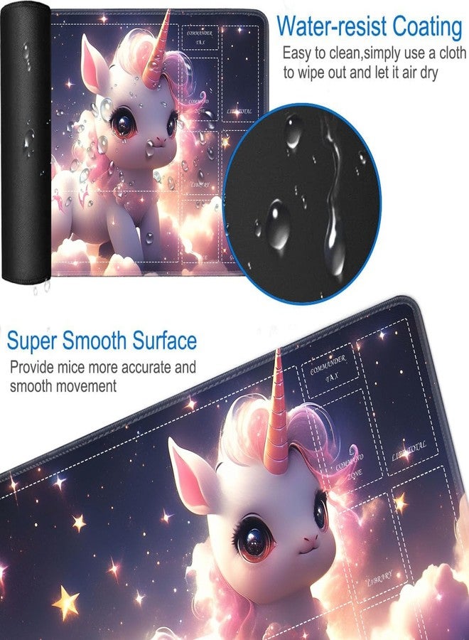 JVGFYNKL for MTG Playmat with Zones, 24 x 14 in Smooth Surface Card Game Playmat, for TCG Playmat with Storage Bag and 6 Dice, Girly Colt in Clouds for MTG Mat Mouse Pad - Image 3