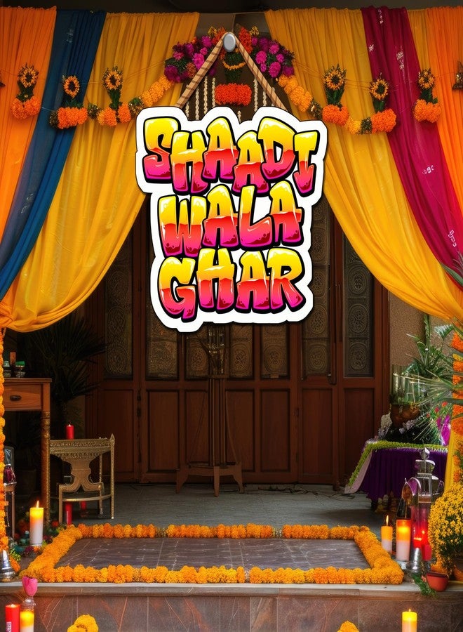 Genxtra® Shaadi Wala Ghar للتعليق على الحائط لديكور الزفاف، هالدي، مهندي، سانجيت، بارات ودعائم كشك الصور - Image 4
