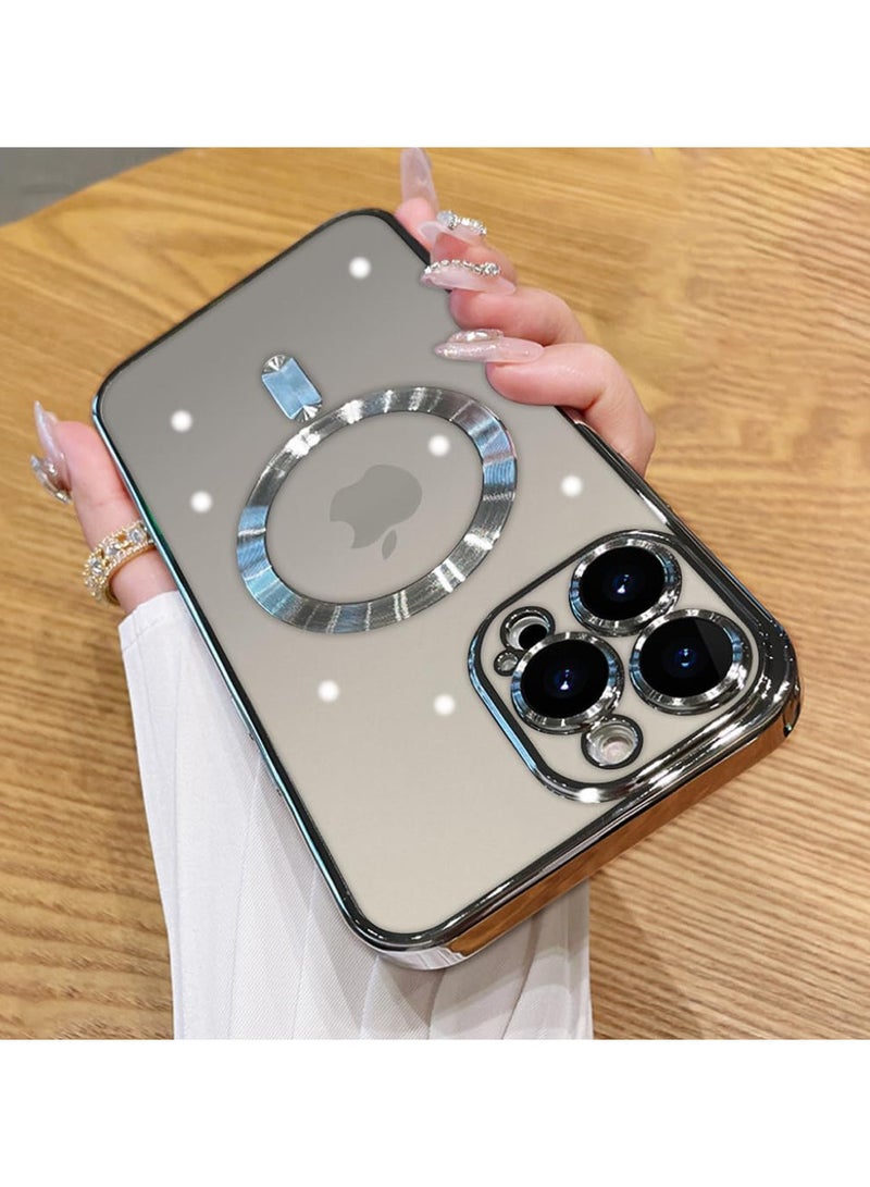 Magnetic Case for iphone 15 pro max Compatible with Wireless Charging, Cover Camera Lens Protector, Slim Protective anti Yellowing Clear Case for iphone 15 pro max  - Image 2