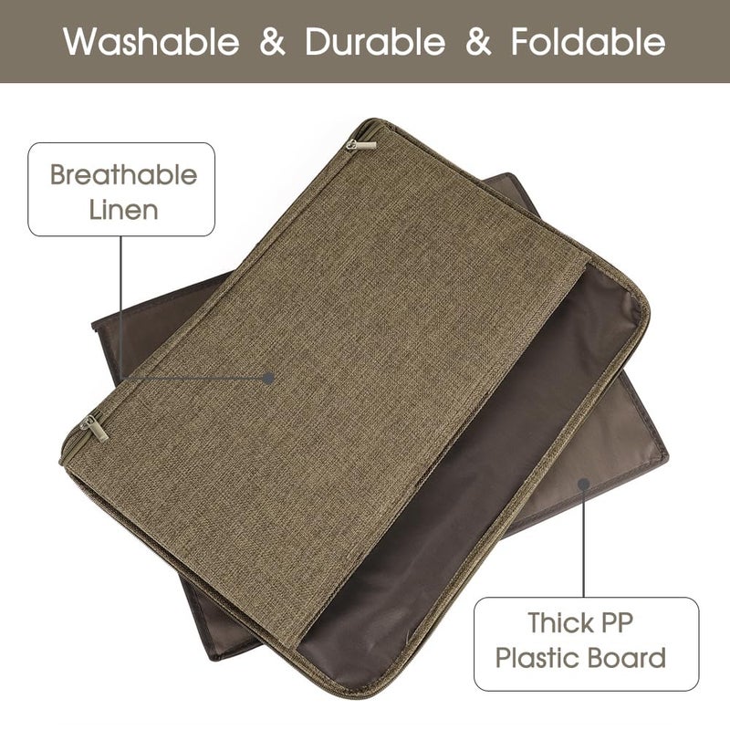 Anminy Storage Bins With Zipper Lids 13 Qt Lidded Fabric Storage Boxes Baskets Cubes With Handles Collapsible Washable Cotton Linen Closet Shelf Clothes Organizer Containers - Coffee  Small - Image 4