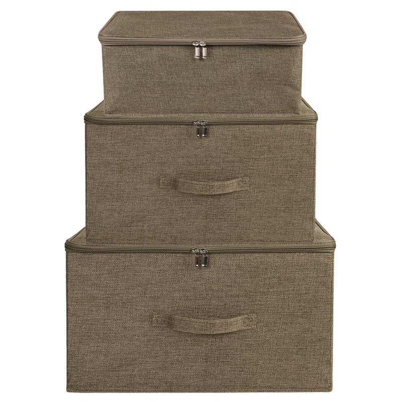 Anminy Storage Bins With Zipper Lids 13 Qt Lidded Fabric Storage Boxes Baskets Cubes With Handles Collapsible Washable Cotton Linen Closet Shelf Clothes Organizer Containers - Coffee  Small - Image 5