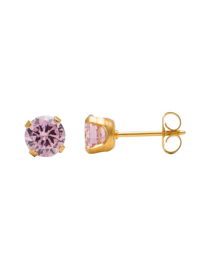Studex 6MM Cubic Zirconia Pink 24K Pure Gold Plated Ear Studs - Image 3