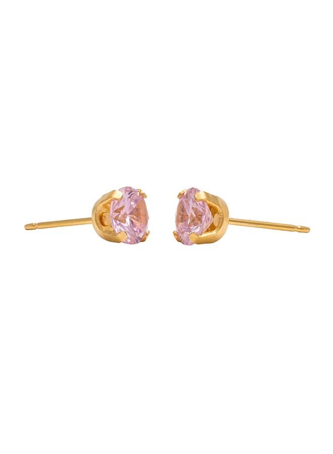 Studex 6MM Cubic Zirconia Pink 24K Pure Gold Plated Ear Studs - Image 4