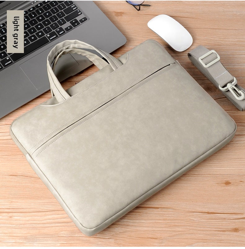 Laptop Briefcase PU Leather 13/14/15.6 Inch Custom Logo Light gray 