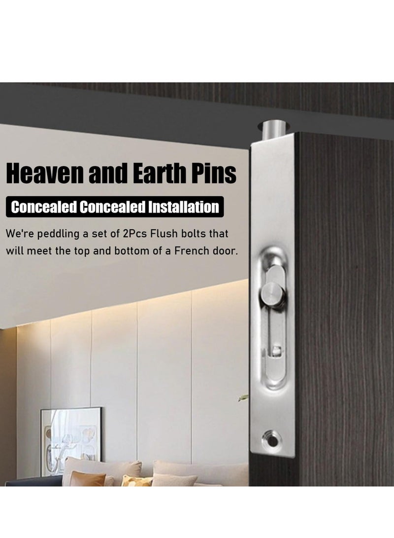 SOLARAE Alvinlite Latches Bolts 4Inch Security Door Bolt Latch, Double Door Lever Action Flush Bolt Latch, French Door Slide Bolt Lock (2Pcs) - Image 2