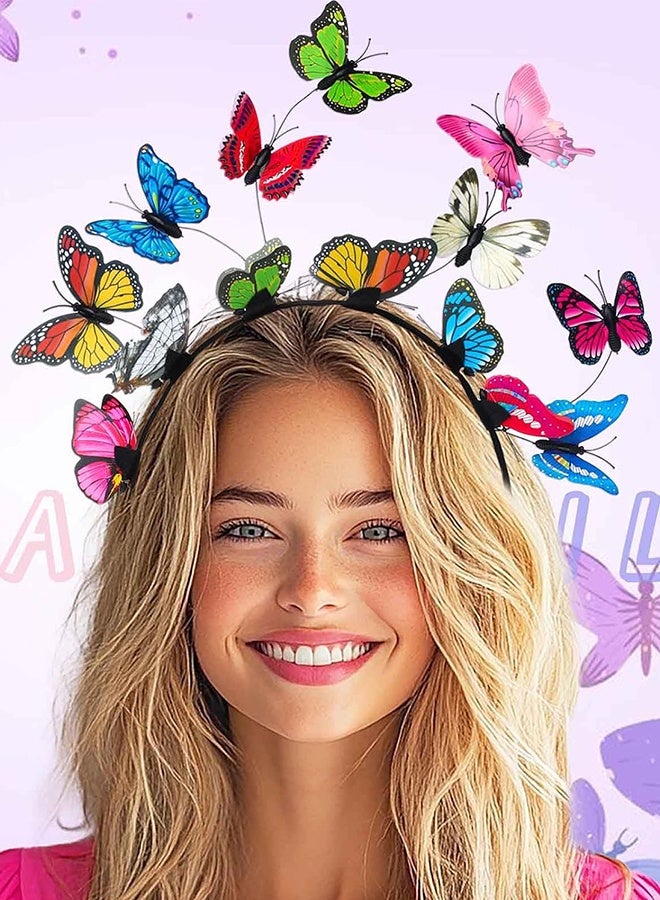 Organizer Butterfly Headband Fascinators for Women, Crazy Hair Day Accessories for Girls, Fascinators Hats for Women, Random Colorful Butterfly Crown for Tea Party, Wedding, Halloween Costume - Image 5