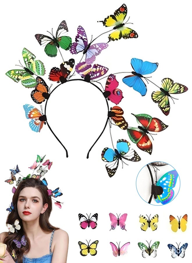 Organizer Butterfly Headband Fascinators for Women, Crazy Hair Day Accessories for Girls, Fascinators Hats for Women, Random Colorful Butterfly Crown for Tea Party, Wedding, Halloween Costume - Image 1