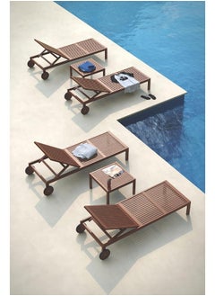 TRAMONTINA Since 1911,Made in Brazil- Terrazzo Fitt Sunbed With Wheels in Brazilian JatobÃ¡ Wood and Eco Blindage  - Image 2