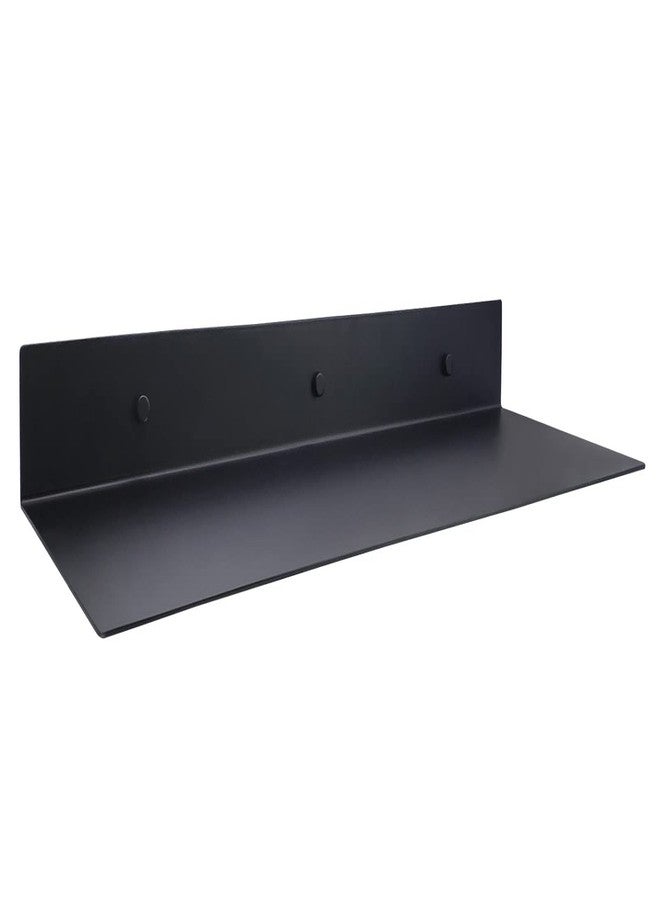 EADOT Matte Black Metal Floating Shelf (24 inch x 8 inch) Stainless Steel Heavy Duty Floating Shelves, Linear Metal Shelf, Display Ledge Wall Mounted Shelve Fits 16" Studs - Image 1