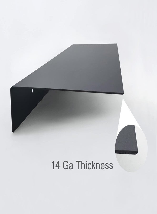 EADOT Matte Black Metal Floating Shelf (24 inch x 8 inch) Stainless Steel Heavy Duty Floating Shelves, Linear Metal Shelf, Display Ledge Wall Mounted Shelve Fits 16" Studs - Image 2