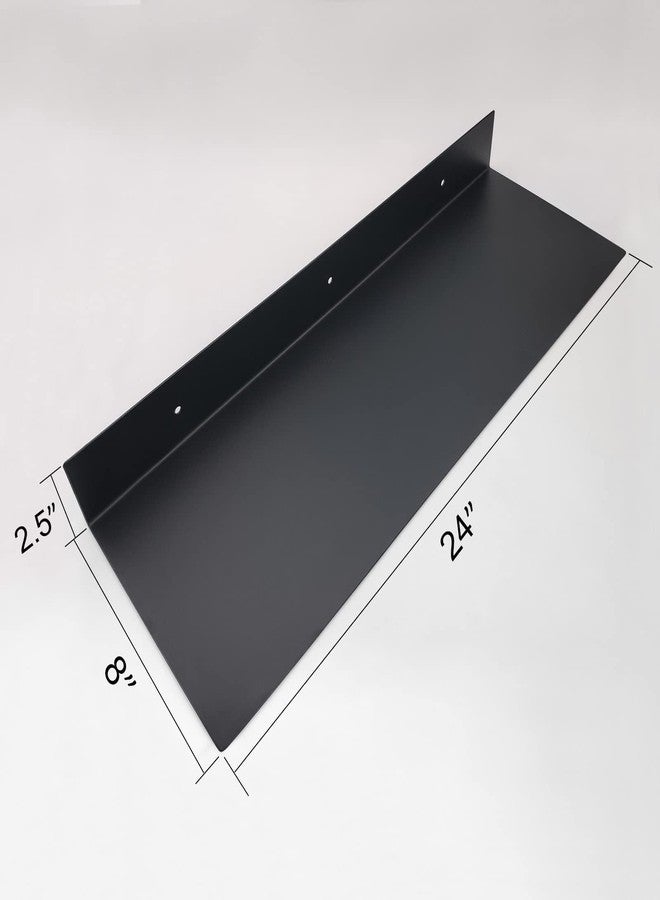 EADOT Matte Black Metal Floating Shelf (24 inch x 8 inch) Stainless Steel Heavy Duty Floating Shelves, Linear Metal Shelf, Display Ledge Wall Mounted Shelve Fits 16" Studs - Image 3