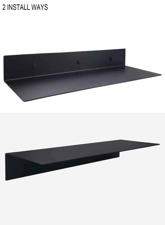EADOT Matte Black Metal Floating Shelf (24 inch x 8 inch) Stainless Steel Heavy Duty Floating Shelves, Linear Metal Shelf, Display Ledge Wall Mounted Shelve Fits 16" Studs - Image 4