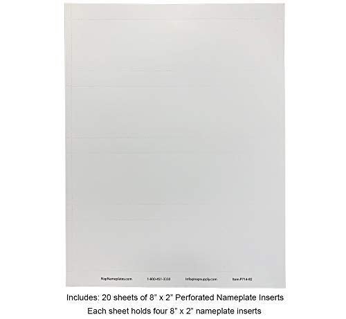 NapTags Nap Tags White Printable Perforated Nameplate Inserts: 8" X 2" / 5 Sheets (20 Name Plate Inserts) Printing Instructions Included - Image 2