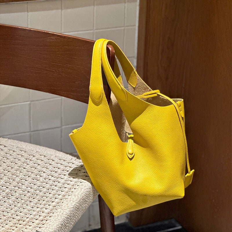 Vegetable Basket Bag Style Old Money Style Large Capacity Top Layer Cowhide Bucket Women'S Bag Commuter Tote Crossbody Bag For Women - Image 2