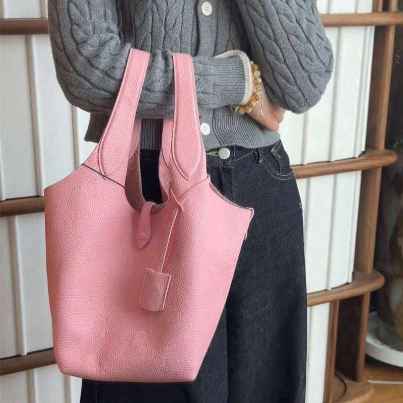 Vegetable Basket Bag Style Old Money Style Large Capacity Top Layer Cowhide Bucket Women'S Bag Commuter Tote Crossbody Bag For Women - Image 5