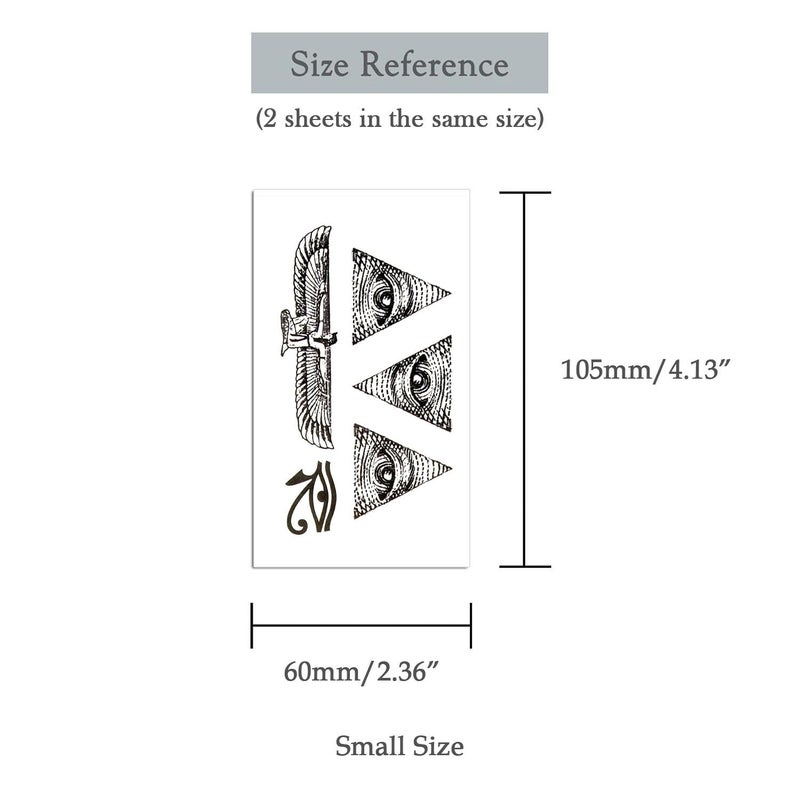 Oottati Small Cute Temporary Tattoo God Eye Horus Egypt (2 Sheets) - Image 2