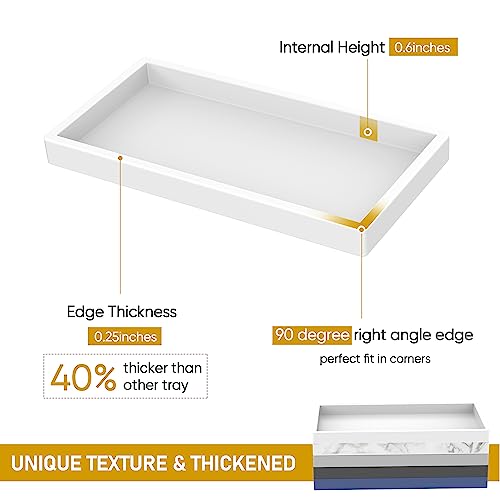 EG-SIPRO Silicone Bathroom Tray, Thickened Shatterproof Rectangle Vanity Tray for Counter, Soap Dispenser Tray - Small 7.8 * 3.9 in - White Marble Pattern - Image 2