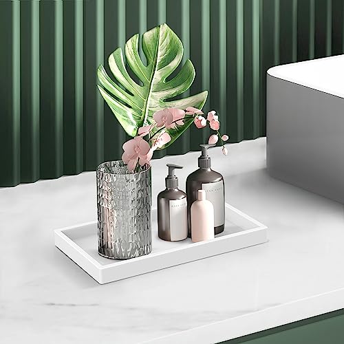EG-SIPRO Silicone Bathroom Tray, Thickened Shatterproof Rectangle Vanity Tray for Counter, Soap Dispenser Tray - Small 7.8 * 3.9 in - White Marble Pattern - Image 5