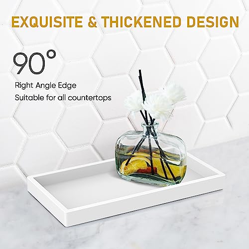 EG-SIPRO Silicone Bathroom Tray, Thickened Shatterproof Rectangle Vanity Tray for Counter, Soap Dispenser Tray - Small 7.8 * 3.9 in - White Marble Pattern - Image 3