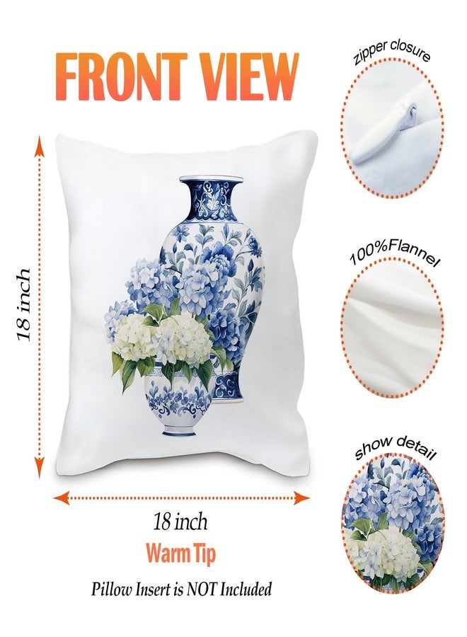 Nvotell Blue and White Chinoiserie Hydrangea Pillow Covers 18x18, Chinoiserie Decor, Farmhouse Blue Floral Grandmillenial Decorative Throw Pillows Case for Home Bedroom Living Room Decor, Set of 2 - Image 5
