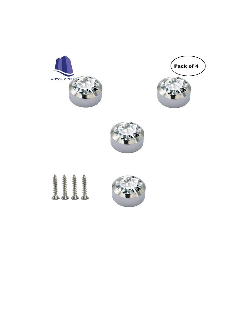 Chrome Plated Mirror Button, Round Crystal Mirror Cap Etc. 4 Pcs (25mm) - Image 2