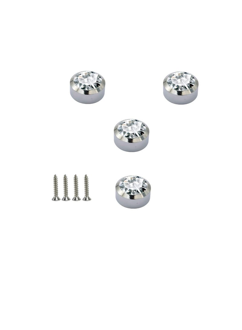 Chrome Plated Mirror Button, Round Crystal Mirror Cap Etc. 4 Pcs (25mm) - Image 1