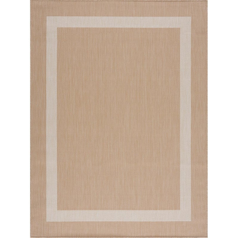CAMILSON Outdoor Rug 5x7, Modern Outside Rugs for Patios Porches Waterproof Durable Washable Non-Shedding, Easy-to-Clean Indoor Outdoor Area Carpet (5 x 7, Bordered - Beige/White) - Image 2