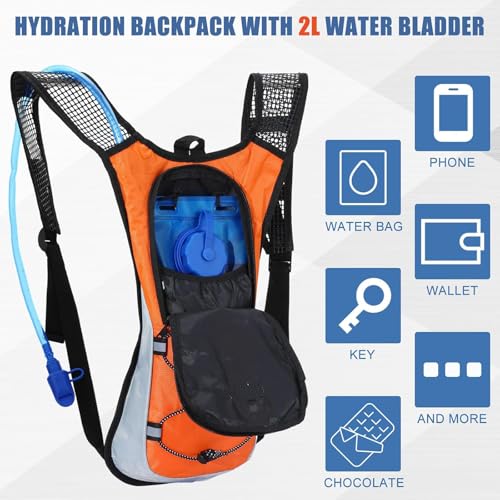 Chunful 4 Pack Hydration Backpack with 2L Water Bladder Sport Hydration Water Backpack with Water Bladder Pack for Men Women Hiking Running Cycling BikingClassic Style - Image 3