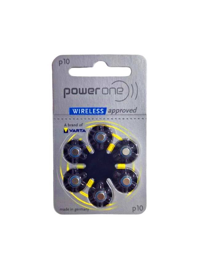 PowerOne 1.45V Hearing aid batteries, Pack of 6 pieces, P10 - Image 1