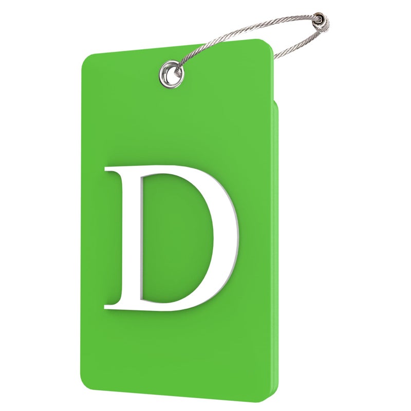 Gostwo 2 Pack Luggage Tags for Suitcases 26 Initial Letter Travel Luggage Baggage Identification Labels ID Tag Fully Bendable Tags with Stainless Steel Loop Green Letter D - Image 3