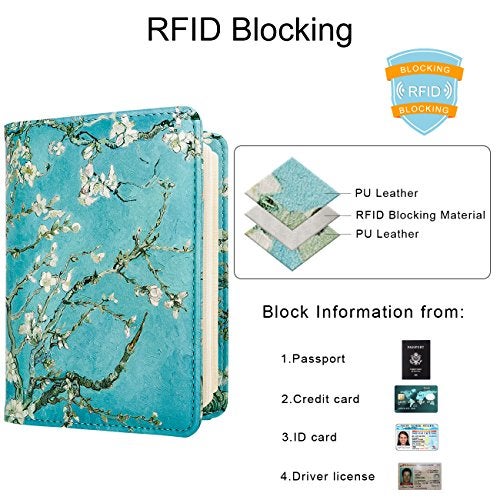 WALNEW Passport Holder for Travel, RFID Passport Cover Wallet for Women Men, PU Leather Passport Book Card Holder Case with Pen, Travelling Essentials for Flying - Image 4
