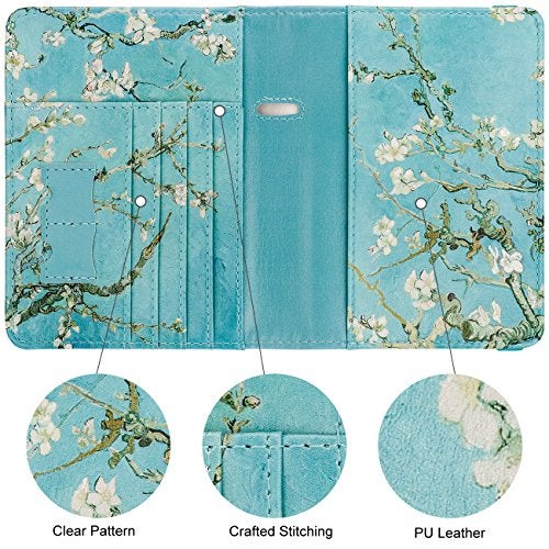 WALNEW Passport Holder for Travel, RFID Passport Cover Wallet for Women Men, PU Leather Passport Book Card Holder Case with Pen, Travelling Essentials for Flying - Image 2