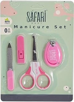 Safari Safari baby nail care kit scissor, clippers and nail file pink 4 piece 