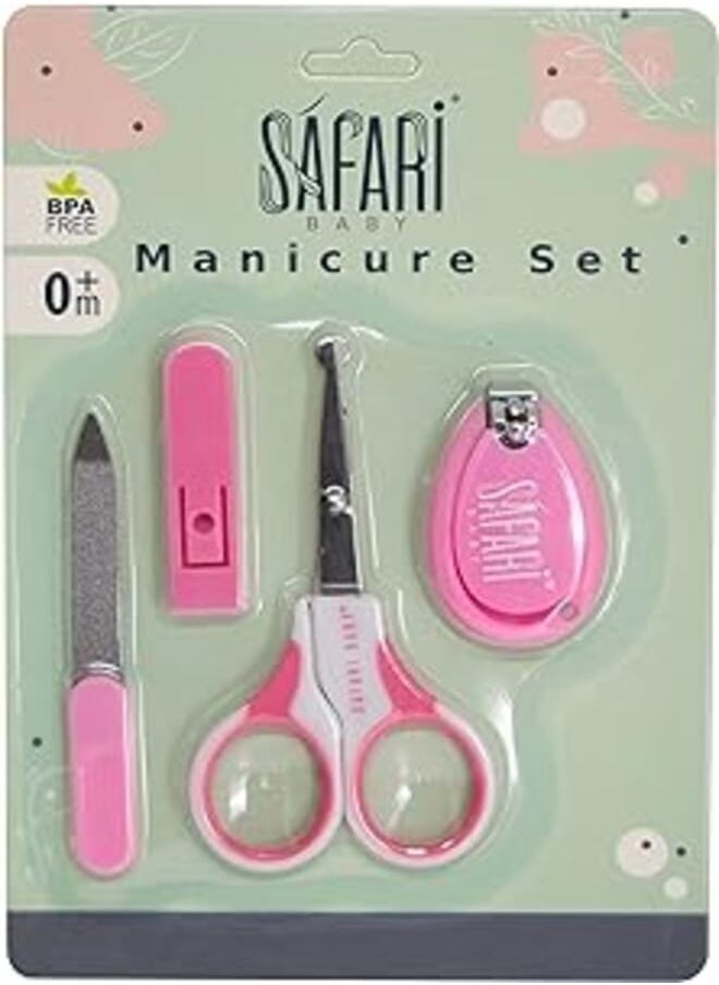 Safari Safari baby nail care kit scissor, clippers and nail file pink 4 piece 