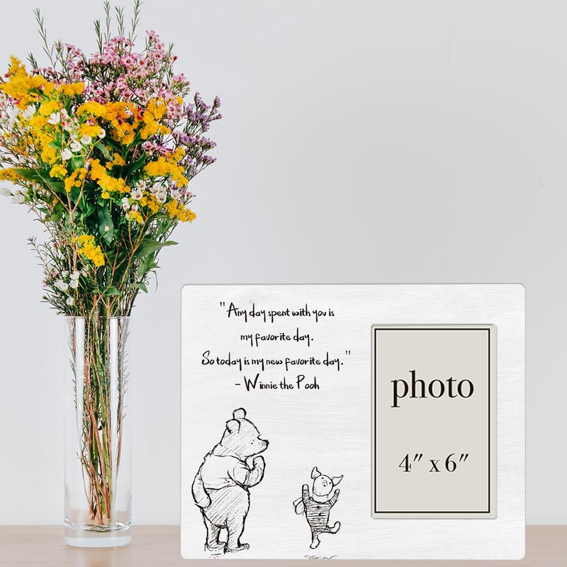 AKFVNSFK Pooh Bear Picture Frame, Romantic Pooh Gifts for Her Him, Anniversary, Birthday Gifts for Couple Best Friend, My Favorite Day Photo Frame for 4 x 6 Inch Photo - Image 5