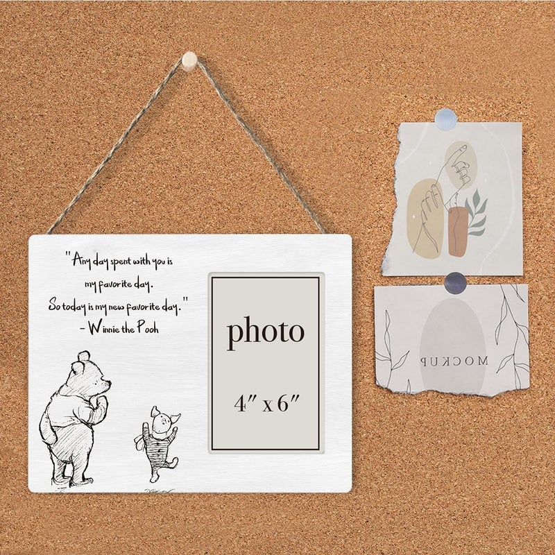 AKFVNSFK Pooh Bear Picture Frame, Romantic Pooh Gifts for Her Him, Anniversary, Birthday Gifts for Couple Best Friend, My Favorite Day Photo Frame for 4 x 6 Inch Photo - Image 4