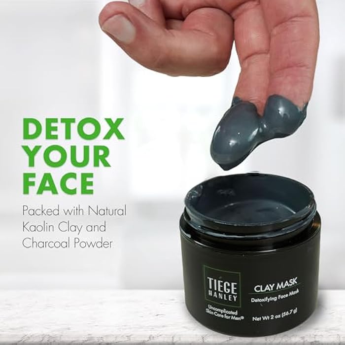 Tiege Hanley Detoxifying Facial Clay Mask for Men, Deep Pore Cleansing Charcoal Face Mask With Natural Kaolin Clay and Aloe, Absorbs Oil & Reduces Appearance of Pores, Men’s Skin Care, 2 Oz - Image 4