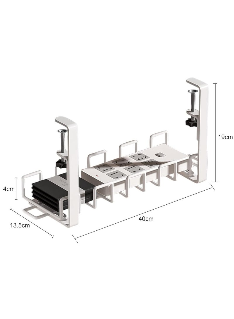 Arabest Under Desk Cable Management Tray, 40cm Under Desk Cord Organizer with Clamp Mount System for Wire Management, Metal Wire Cable Holder for Desks, Offices, No Need to Drill Holes  - Image 5