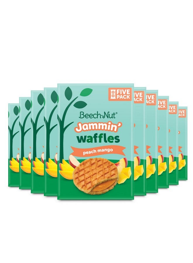 Beech-Nut Toddler Snacks Jammin' Waffles with Fruit Filling for Babies & Toddlers, Peach Mango, 10 Boxes (50 Individually Wrapped Packs) - Image 1
