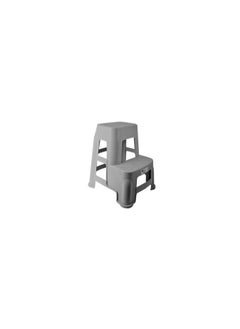 Generic 2-in-1 Portable Multifunctional Plastic Step Stool and Ladder Max Load 125kg | 2-Step Stool with Non-Slip Surface and Base | Portable Plastic Step Stool for Kitchen, Home, Toilet, Bedroom, Office (Grey) 