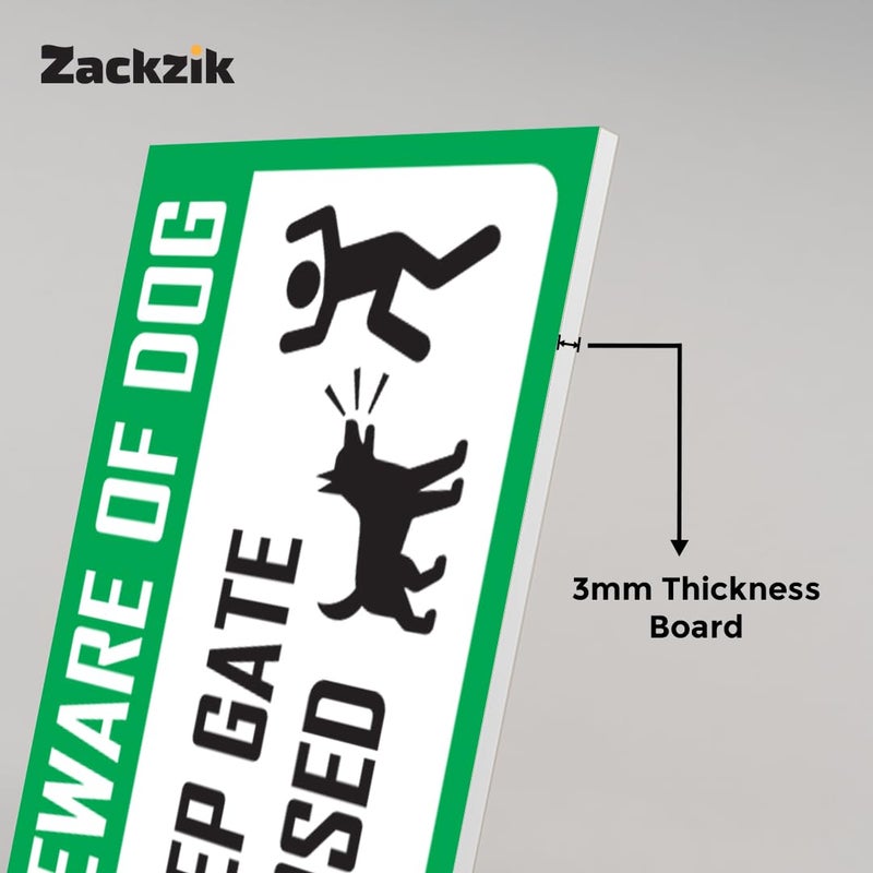 Zackzik Beware of Dog Sign Board for Gate, Fence, Wall – Caution Message for Intruders and Guests, Suitable for Outdoor Use (GREEN) - Image 2